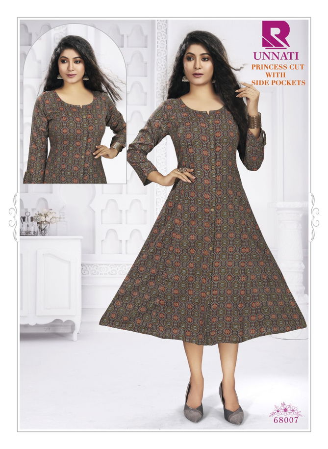 Raashi Unnati Heavy Rayon Printed Fancy Wear Anarakali Kurti Collection
